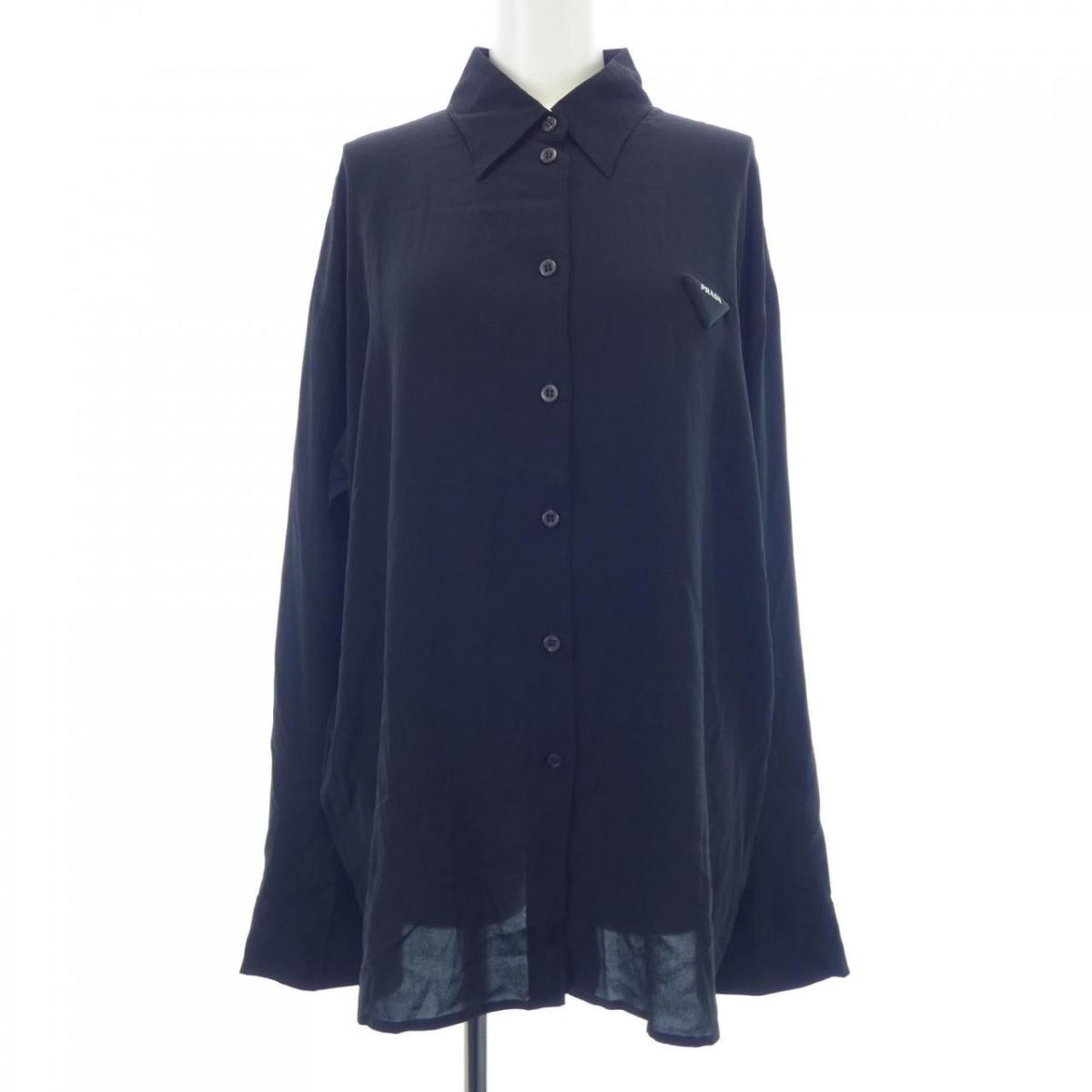楽天市場】PRADA BLACK COTTON L/S SHIRT SIZE-38 UCN482 S231 プラダ