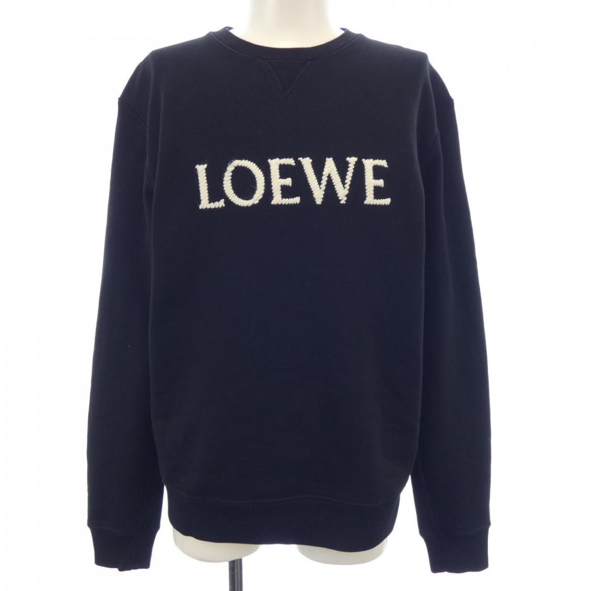 【美品】LOEWE ロエベ 刺繍 アナグラムスウェット M ブルーリブ LOEWE ロエベ アナグラム エンブロイダリー 刺繍 スウェット