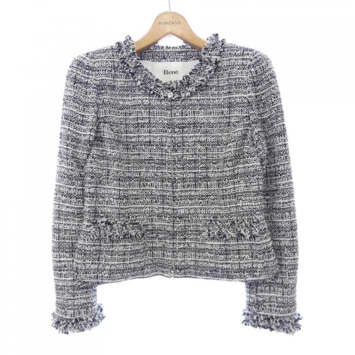 Rene ツイードジャケット　38size 美品 中古・古着通販】Rene (ルネ) ツイードジャケット ピンク サイズ