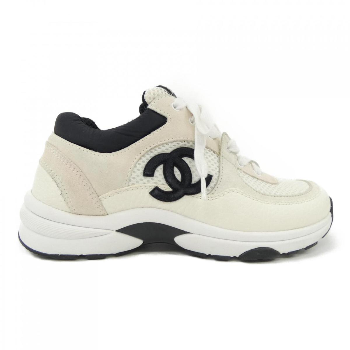 CHANEL ホワイトスニーカー36サイズ！ 天白】【CHANEL】シャネル スニーカー スパンコール ホワイト 白