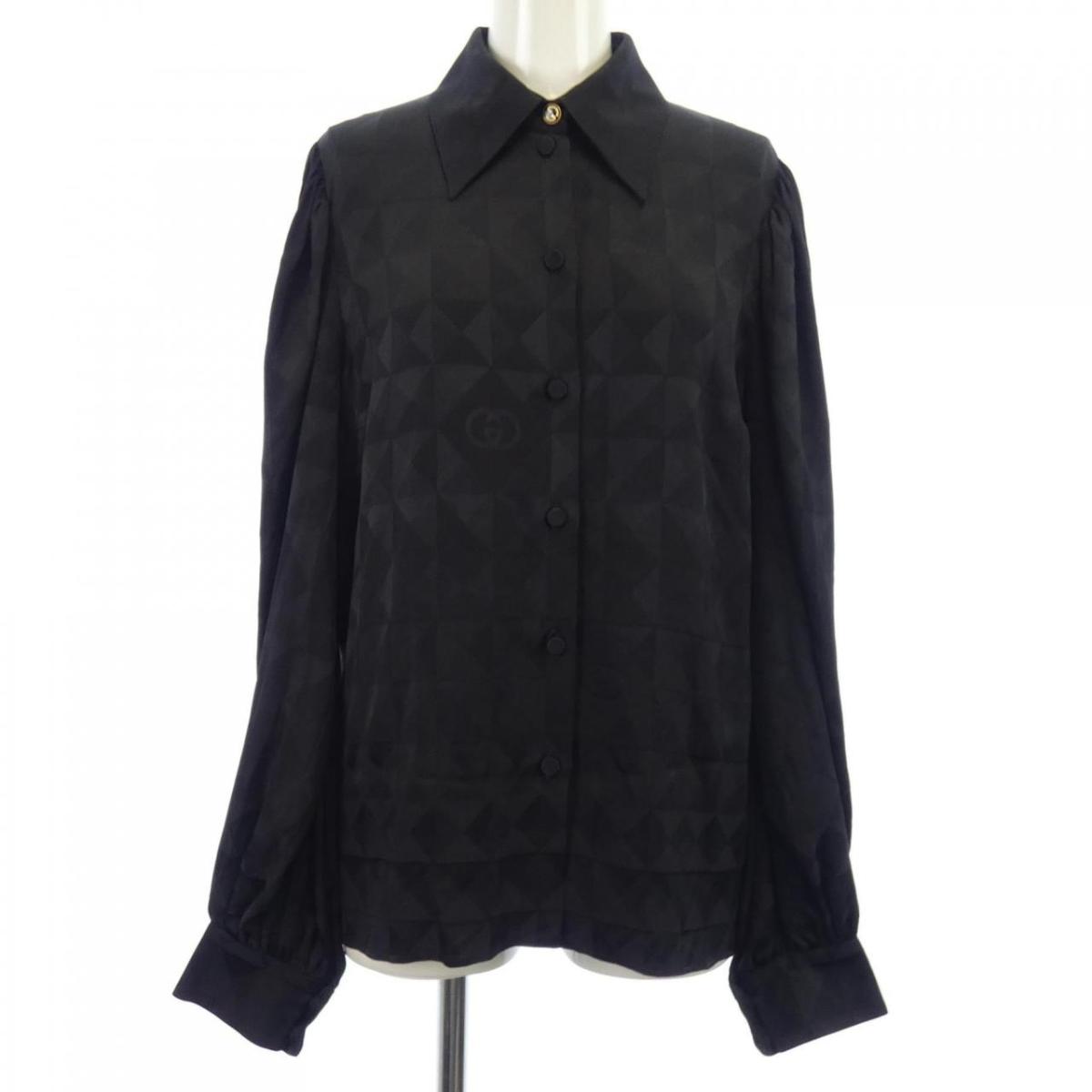 GUCCIグッチ ベルト付き黒シルク100%シャツ GUCCI ベルト付き黒シルク100%シャツ