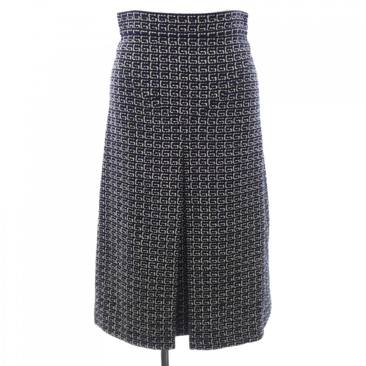 未使用 GUCCI スカート Aライン ダブルGG マーモント ツイード 羊毛L 未使用 GUCCI スカート Aライン ダブルGG マーモント ツイード 羊毛L
