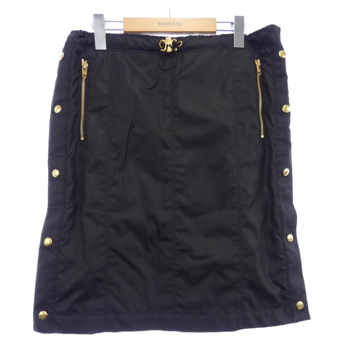 美品】CELINEセリーヌサイドラインスカート ネイビー 美品】CELINE