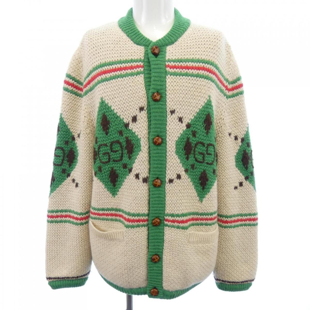 GUCCI グッチ 刺繍 金ボタン ロングカーディガン ロングコート ニット GUCCI グッチ 刺繍 金ボタン ロングカーディガン ロングコート ニット