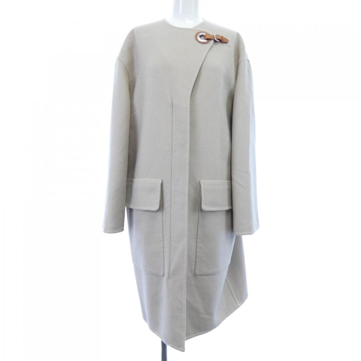エルメス HERMES アイレットスクラプ 2E0107DB 厚地の外套【中古】 レディースファッション-コート・ジャケット