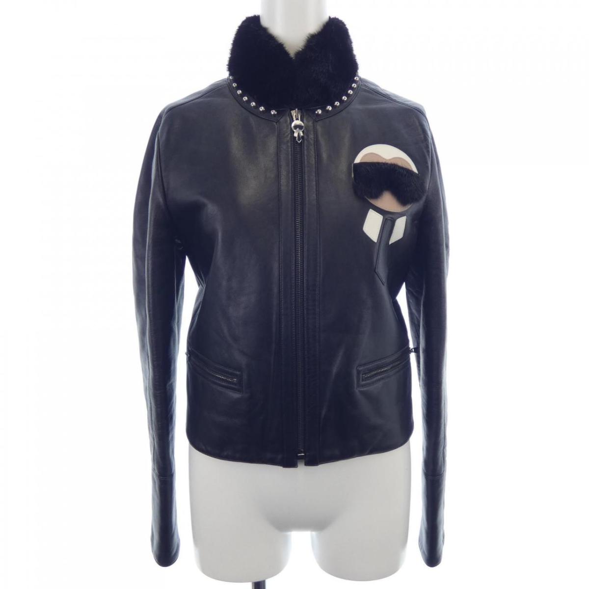 楽天市場】フェンディ FENDI FPJ106 APRQ レザーライダースジャケット