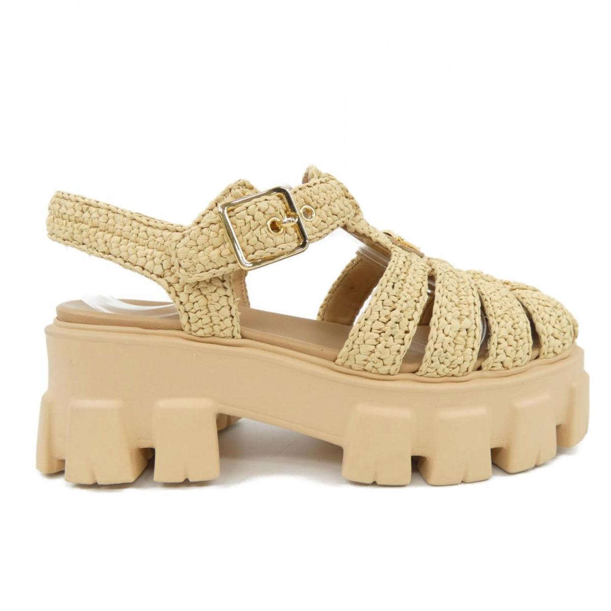 プラダ PRADA トライアングルロゴ 1X138N モノリス クロシェ サンダル【中古】
