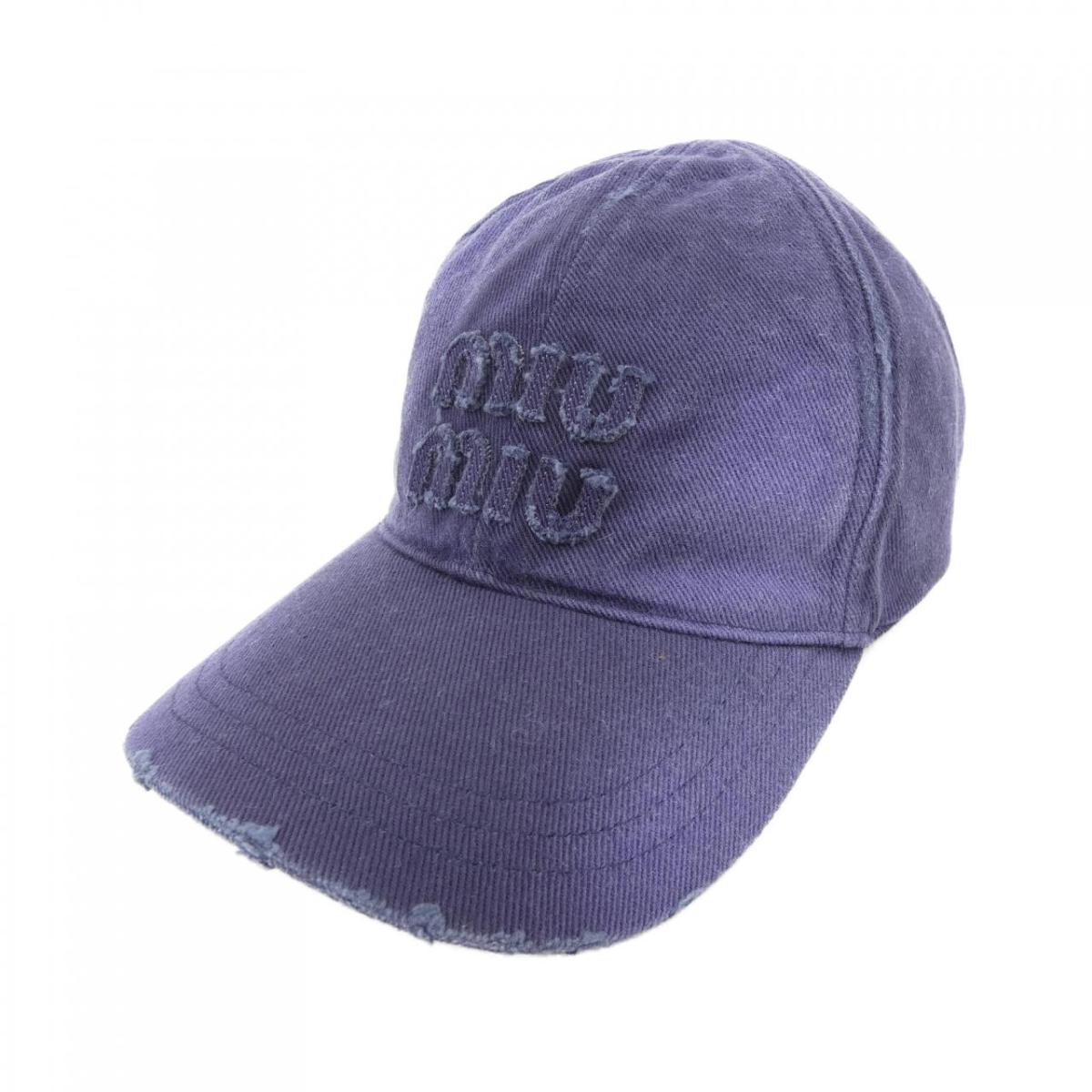 miu miu デニム刺繍ロゴベースボールキャップ ミュウミュウ miumiu デニム ベースボールキャップ Sサイズ
