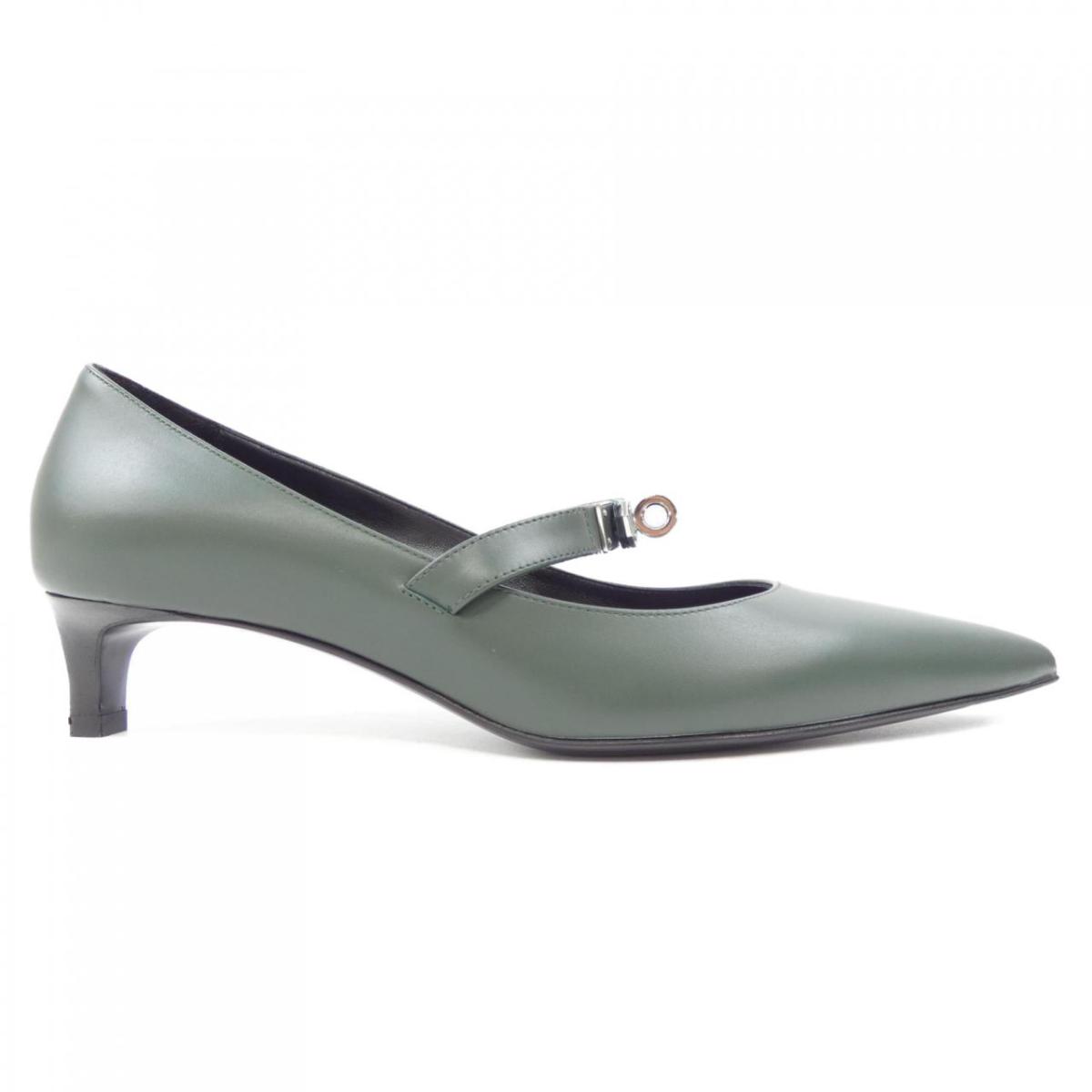 エルメス HERMES ケリー グリクレール パンプス 靴 レザー グレー系  