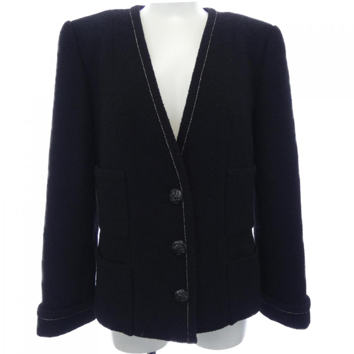 楽天市場】シャネル ジャケット リトルブラック ノーカラー コットン