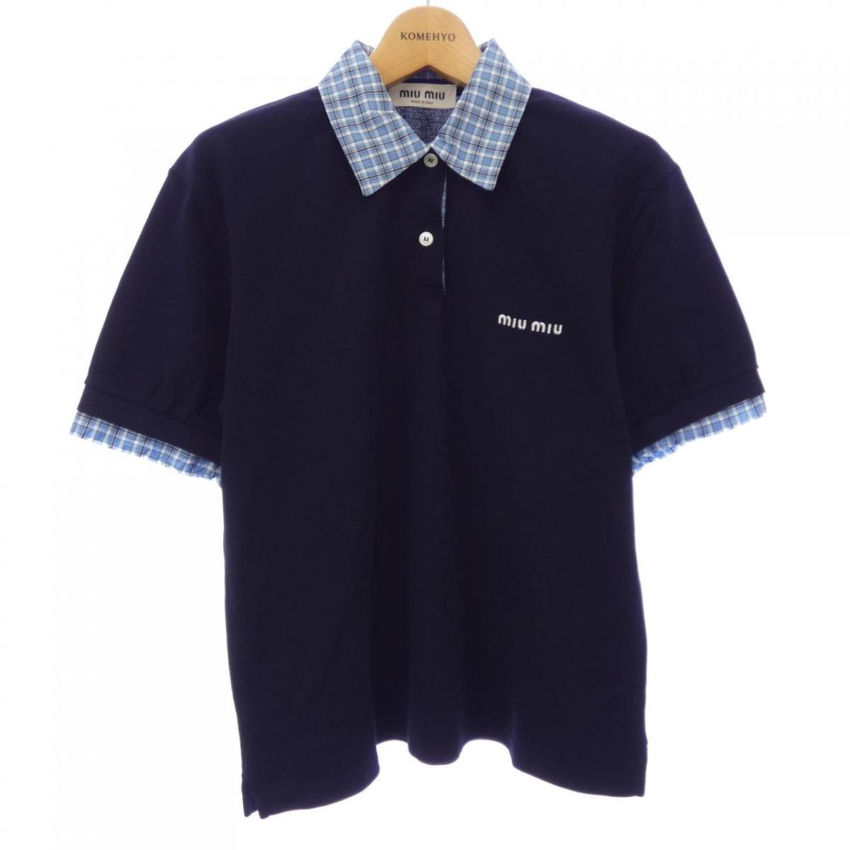 MIU MIU ボタン付きポロシャツ 38 楽天市場】ミュウミュウ MIU MIU ピケxポプリン ポロシャツ【ネイビー