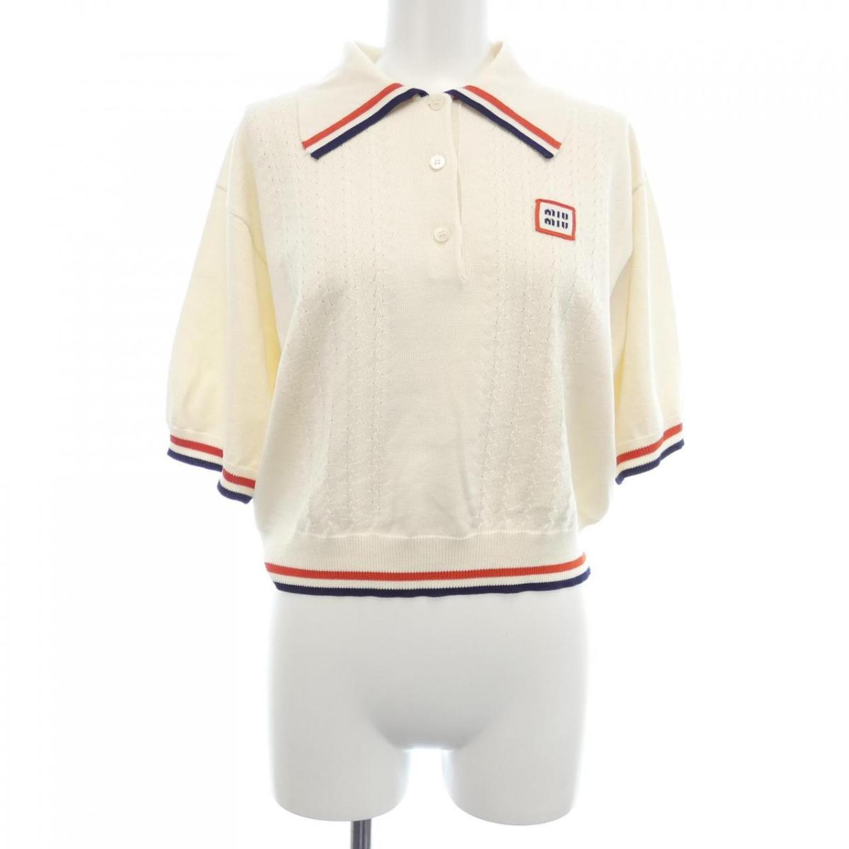 楽天市場】ミュウミュウ MIU MIU ピケxポプリン ポロシャツ【ネイビー