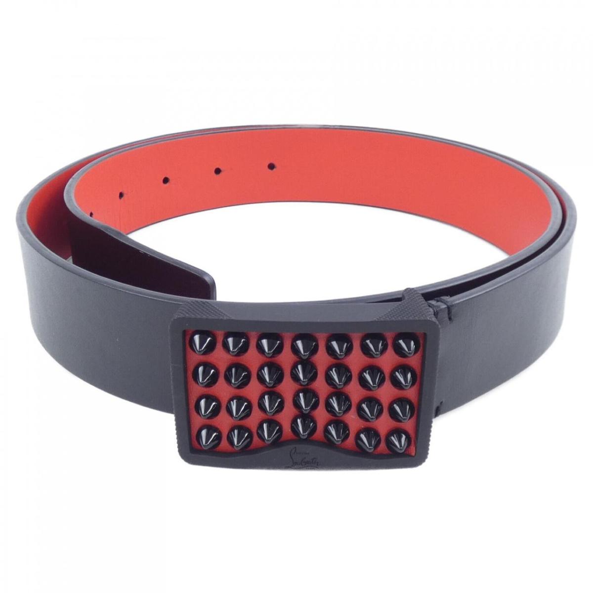 Christian Louboutin 黒赤レザーベルト ベルト - カーフスキン - ブラック - Christian Louboutin