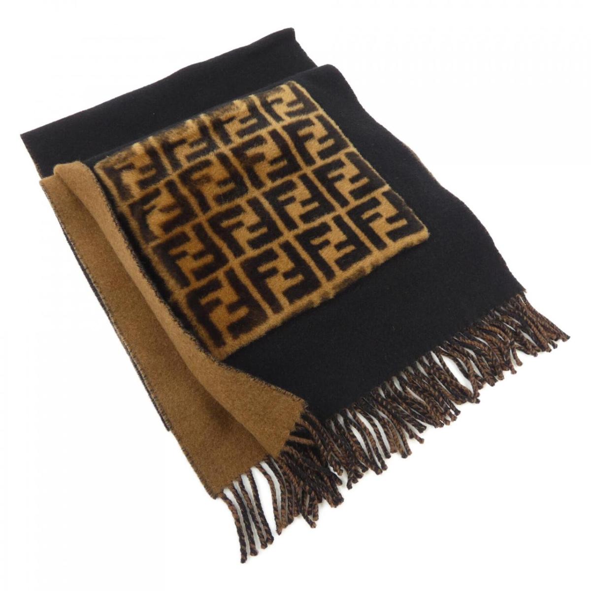 フェンディ FENDI FFプリントシアリングアップリケ FXT252 A20H MUFFLER【中古】