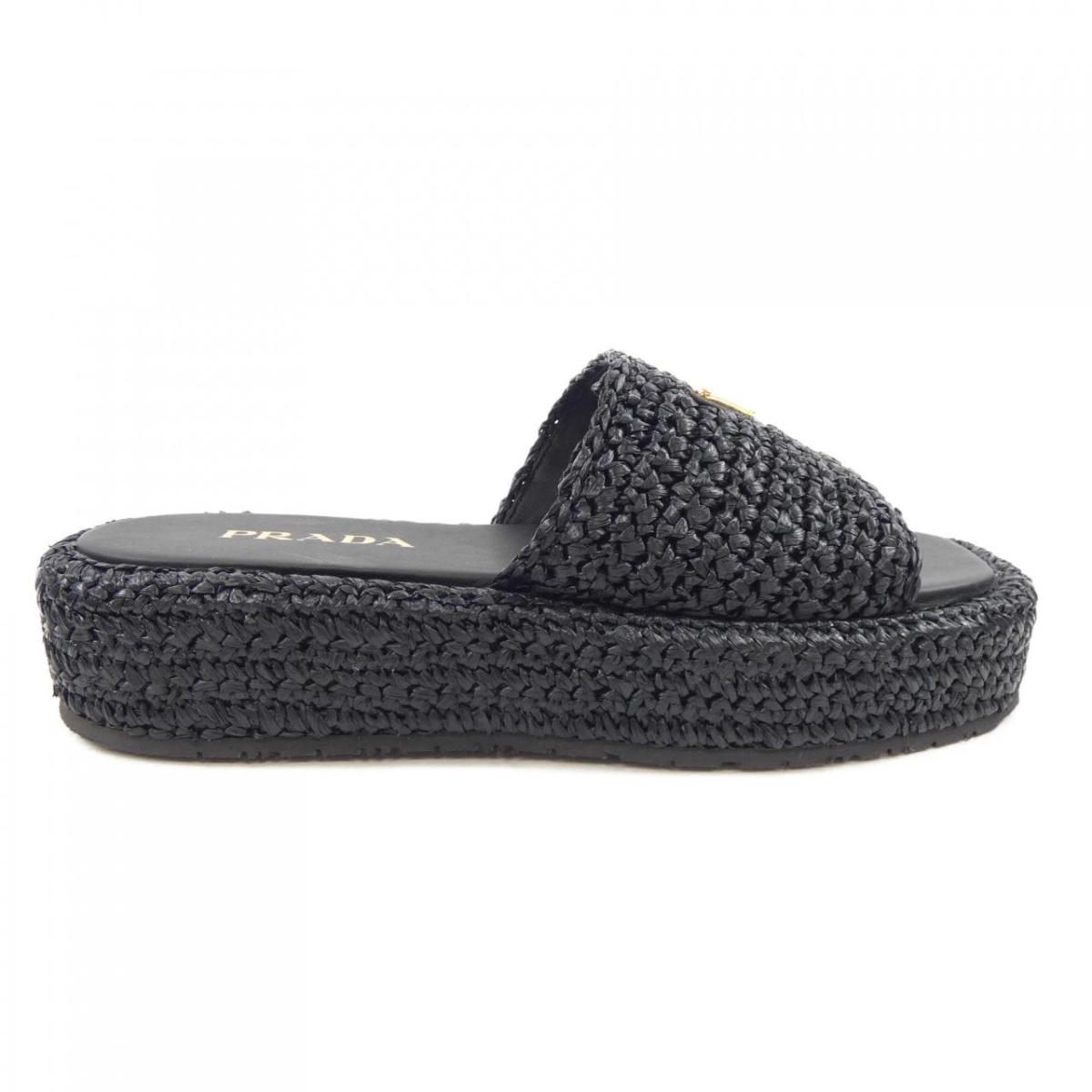 プラダ PRADA 滑っこい質問用紙 横すべり ３角形ロゴタイプ 1XZ761 サンダル【中古】