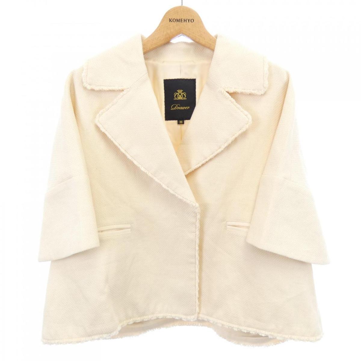 美品✨ドゥロワー　ノーカラーコットンジャケット　定価7.1万　コクーン　日本製 楽天市場】【ドゥロワー】DRAWER 22年 ロゴボタン ニット ノーカラー