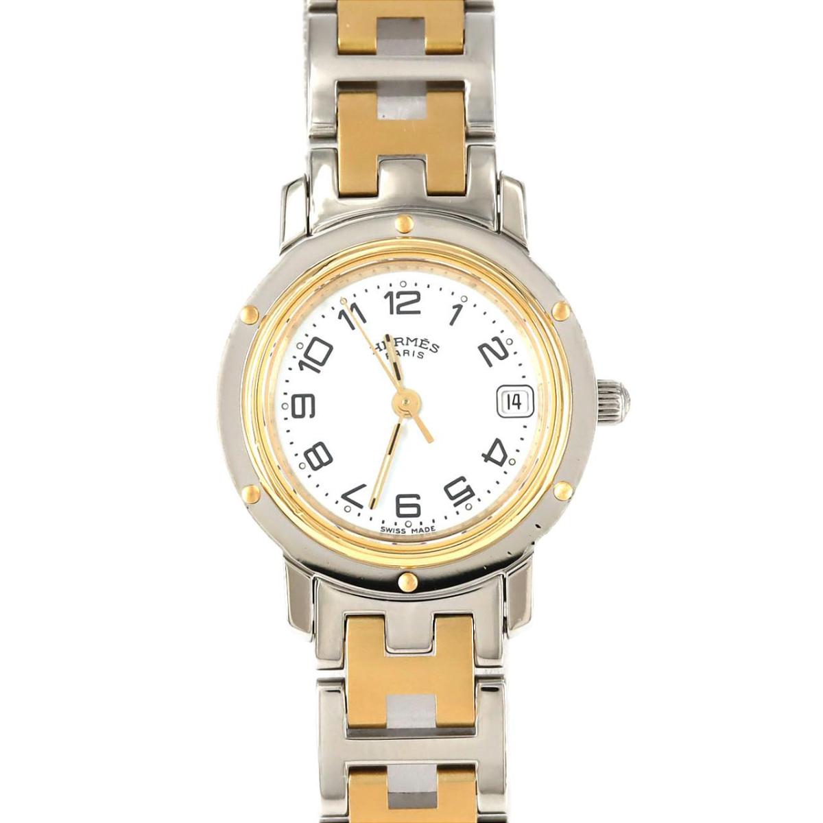 楽天市場】HERMES エルメス クリッパー オーバル シルバー文字盤 SS GP