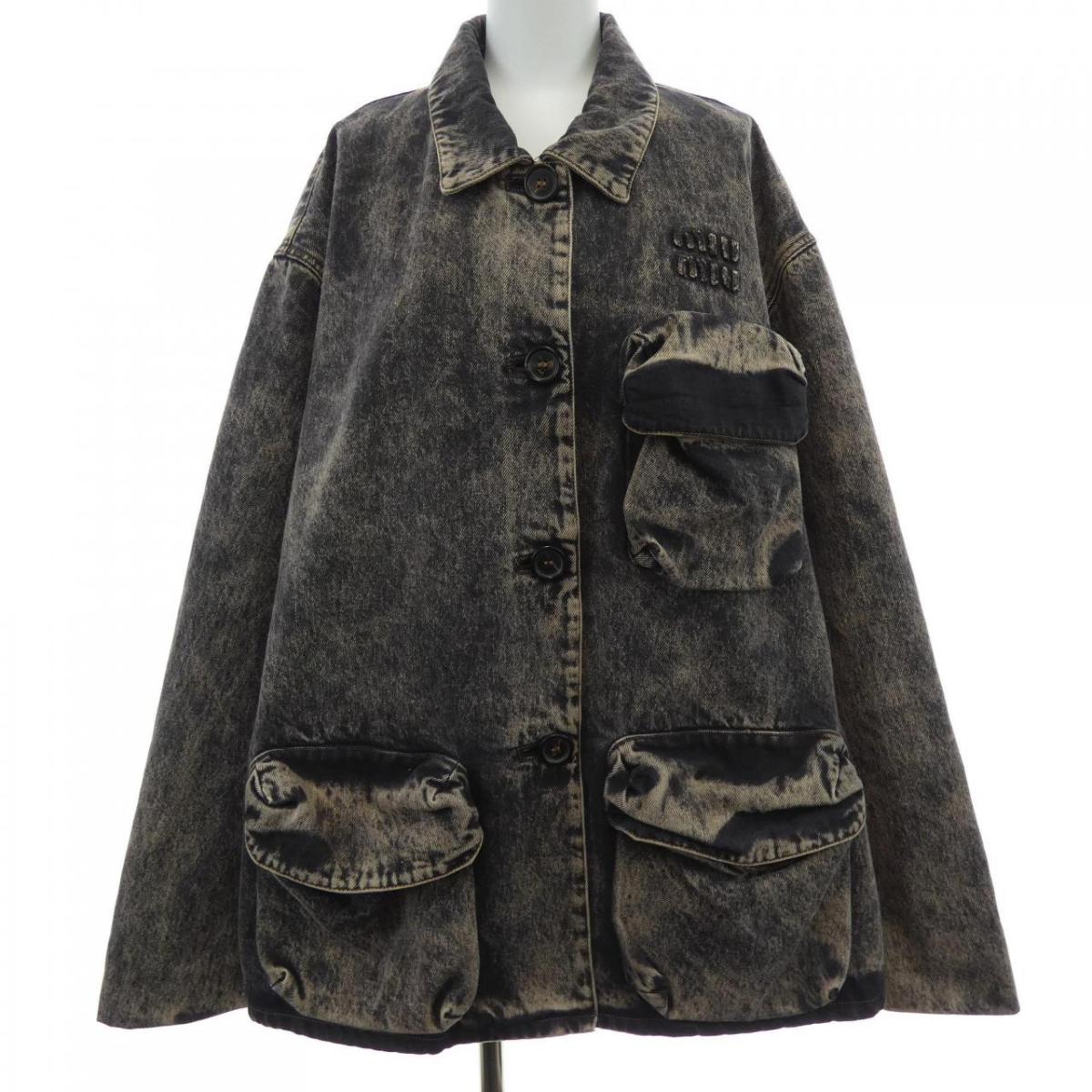 ミュウミュウデニムジャケット 楽天市場】ミュウミュウ MIUMIU 24年 コットン ガーメントダイ ロゴ