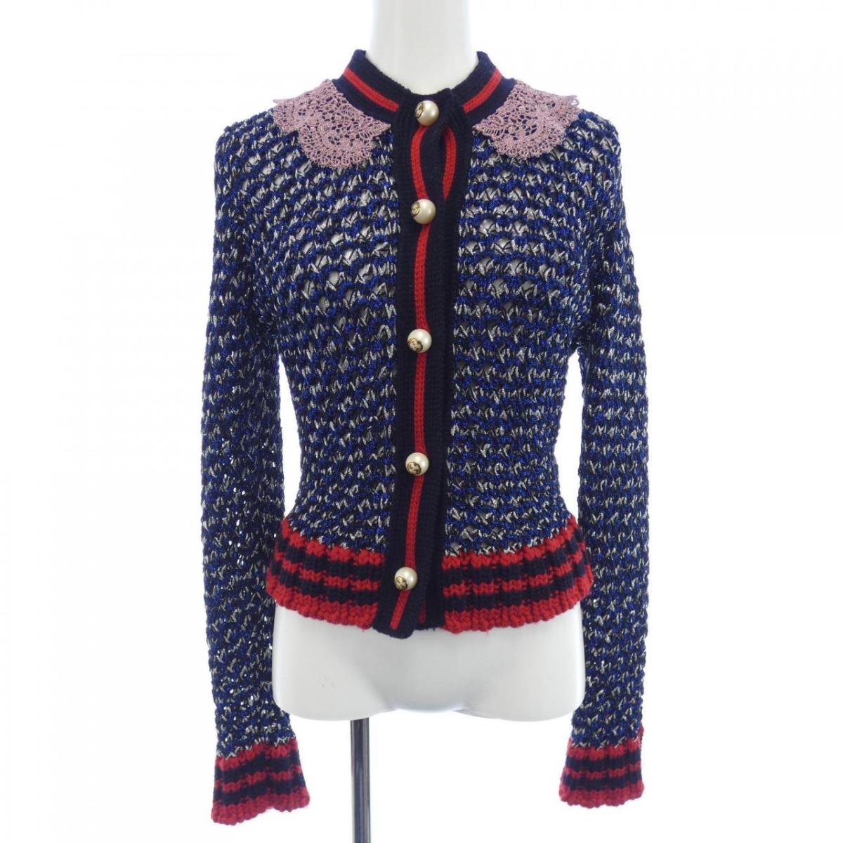 現行 新品同様 グッチ カーディガン ニット グリッター GG柄 金ボタン 楽天市場】GUCCI グッチ カーディガン レディース M ブラック ゴールド