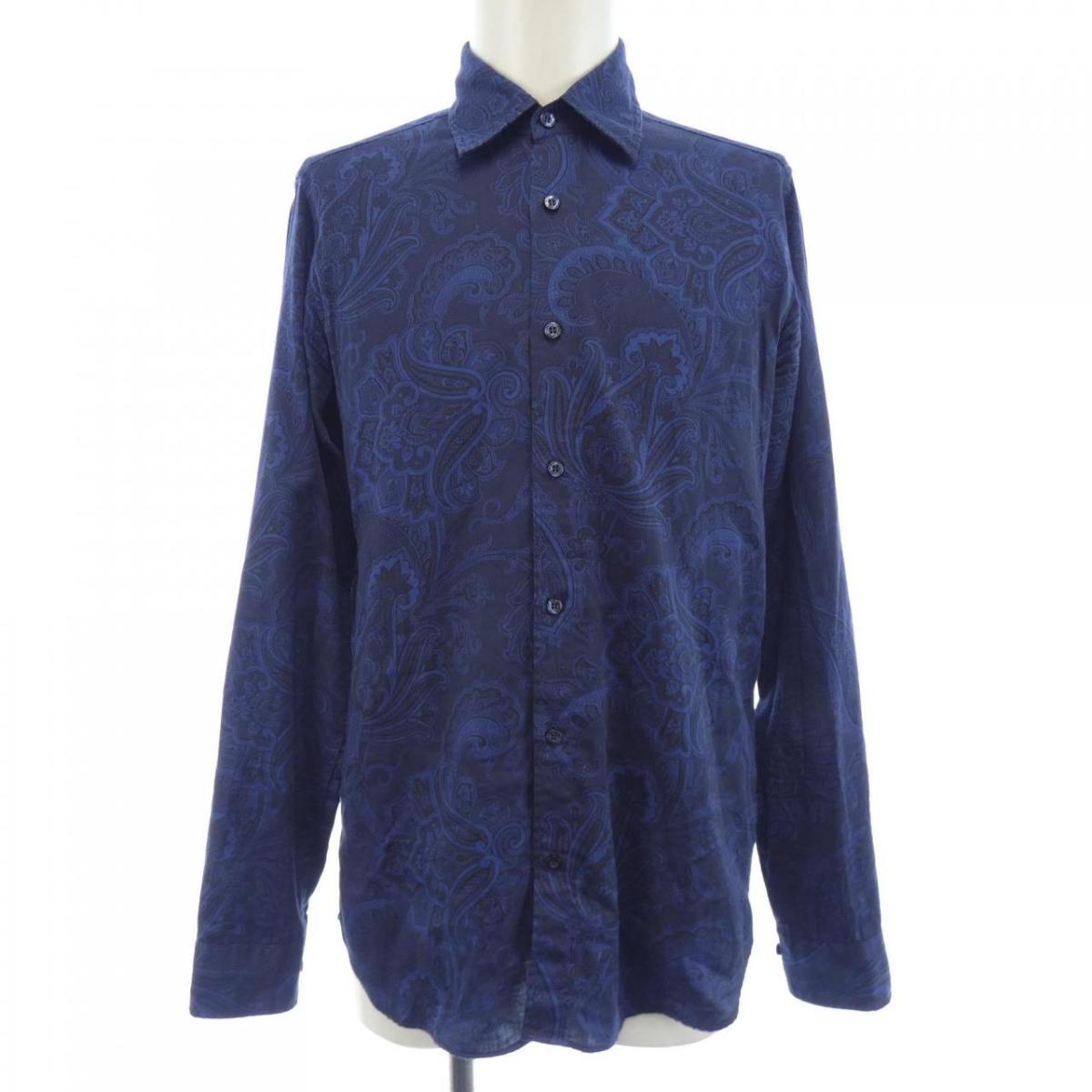 エトロ シャツ(長袖) ETRO（エトロ） ポケット刺繍 BDストライプシャツ 長袖 S ブルー /HK