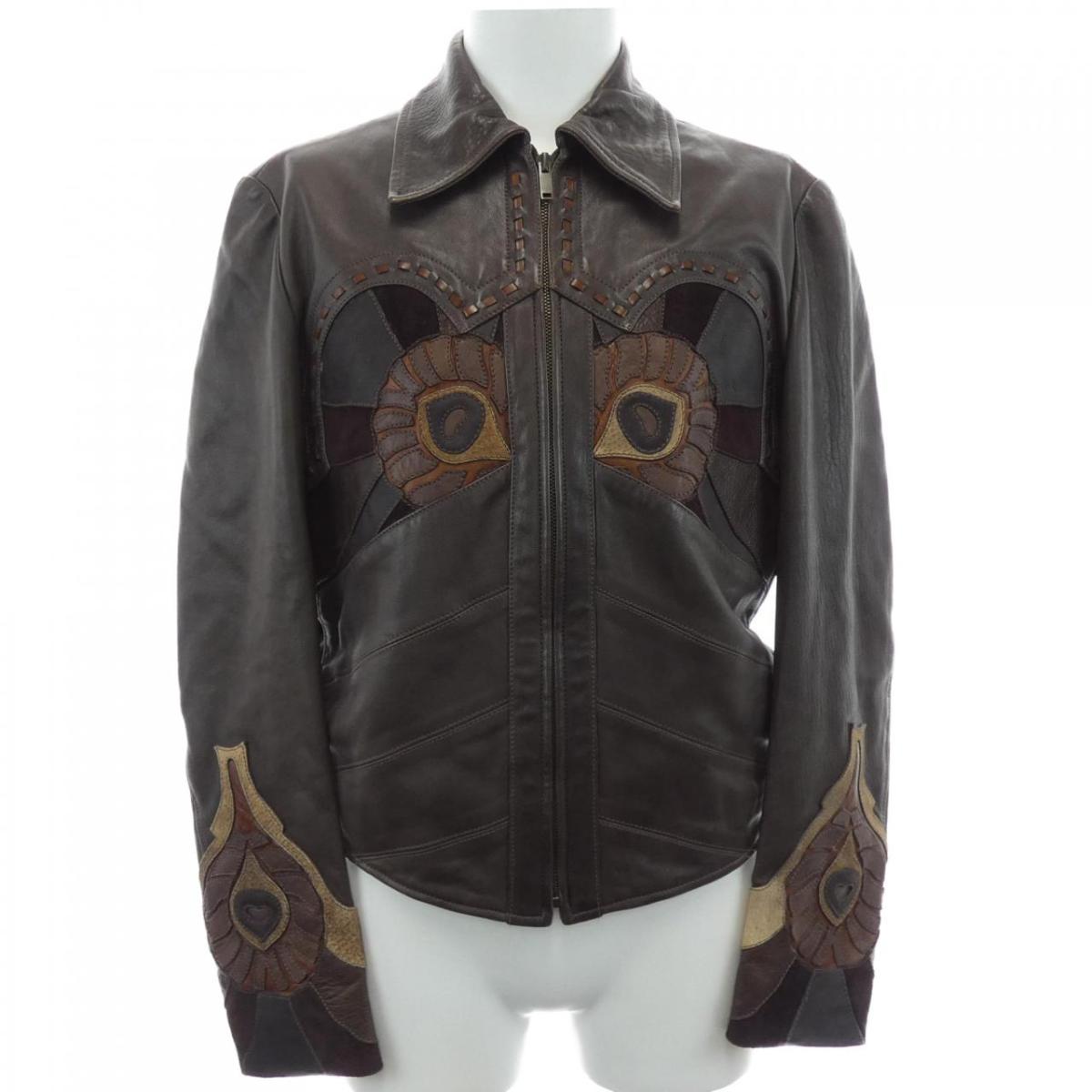 ✨美品✨GUCCI　グッチ　革　ジャケット　シャツ　ブラウス　レザー　黒 Gucci Leather Jacket | Black | FARFETCH