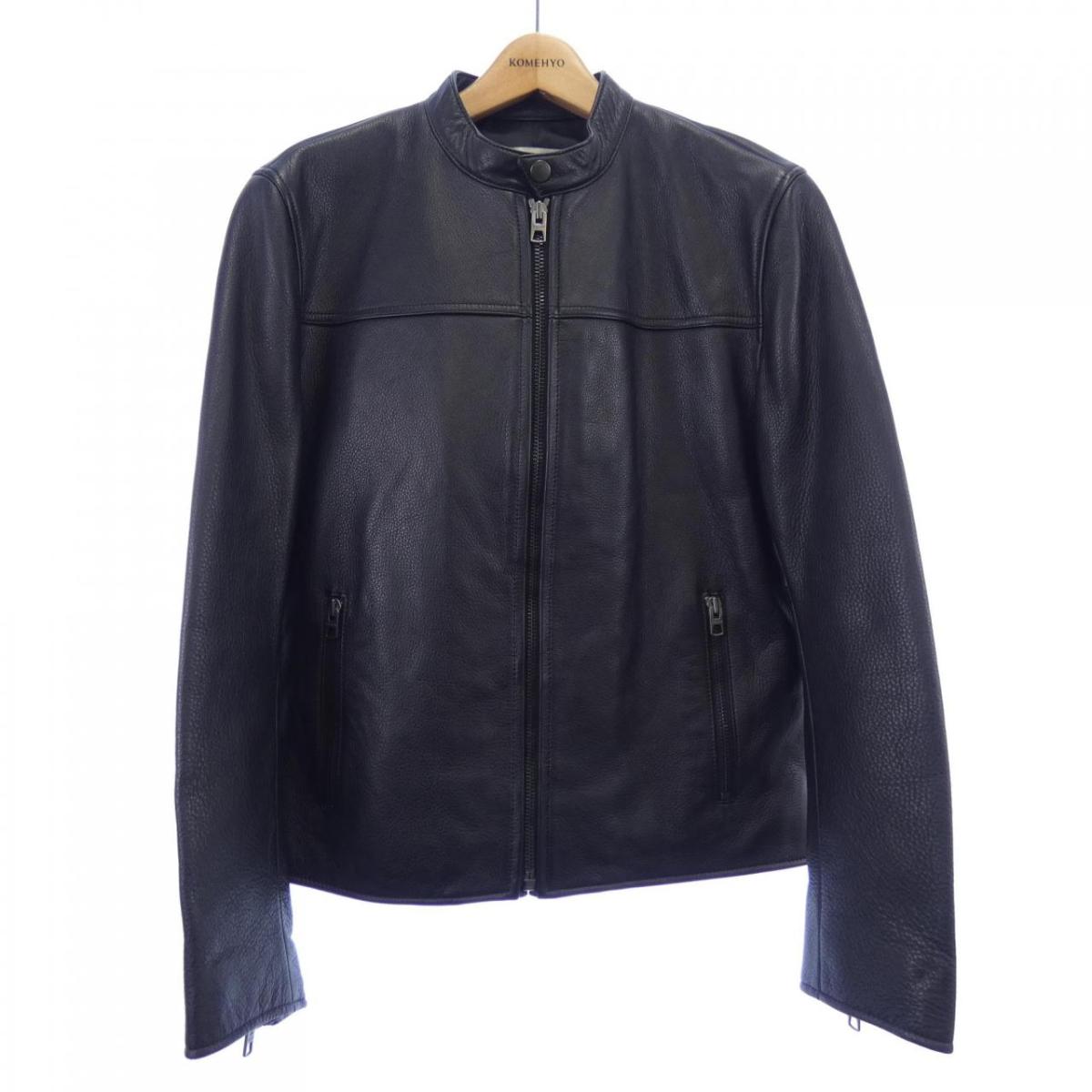 COACH ダークグリーン レザージャケット Coach Cropped Leather Blouson Jacket by Ganna Bogdan | Basic.Space