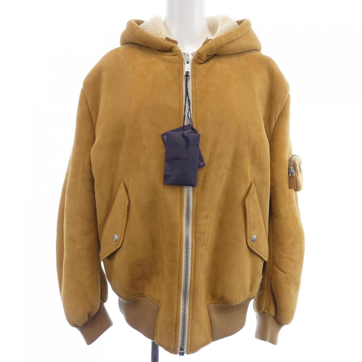 プラダ PRADA 三角形ロゴタイプ 58A086 1ZXR ムートンジャケット【中古】 レディースファッション-コート・ジャケット