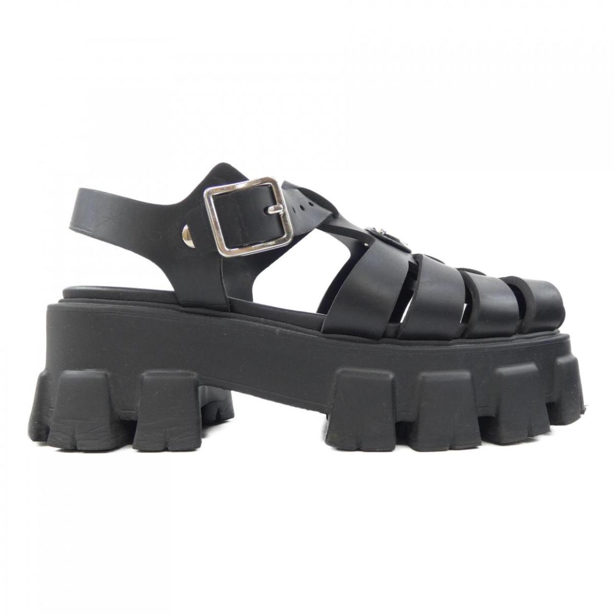プラダ PRADA トライアングルロゴ モノリス 1X853M フォームラバー サンダル【中古】