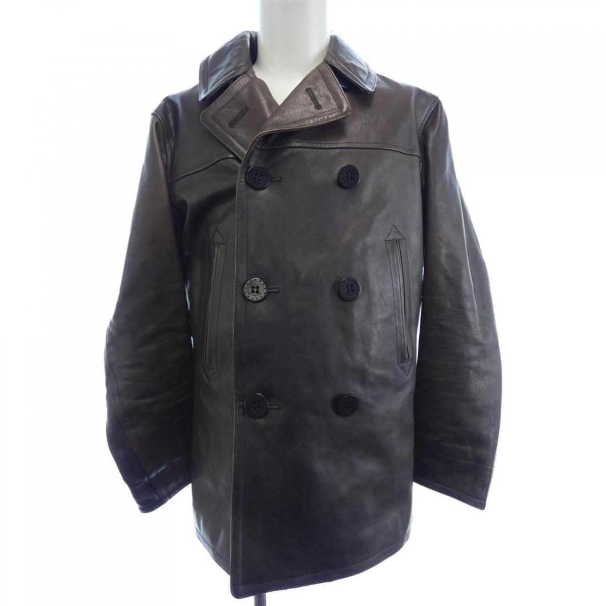 ダブルアールエル DOUBLE RL Kentner Leather Pea Coat レザージャケット【中古】|KOMEHYO ONLINESTORE 店