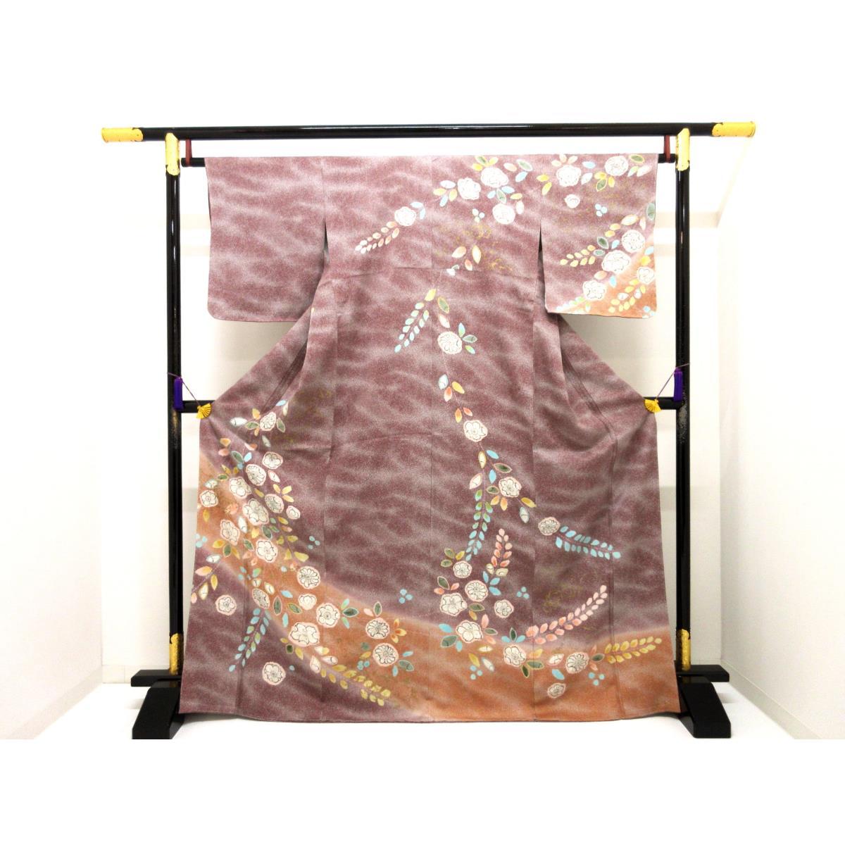 【未使用品】訪問着　友禅金彩加工　絞り入ボカシ染【中古】 19,200円