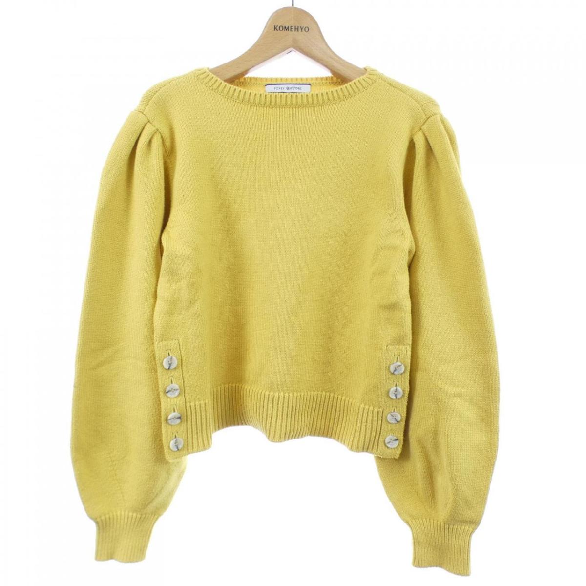 美品 FOXEY NEW YORK フォクシー 41668 コットンキャンディ セーター コットン他 長袖ニット カスタード トップス レディース AU3897A2 FOXEY - フォクシー ニューヨーク FOXEY NEW YORK ニット セーター