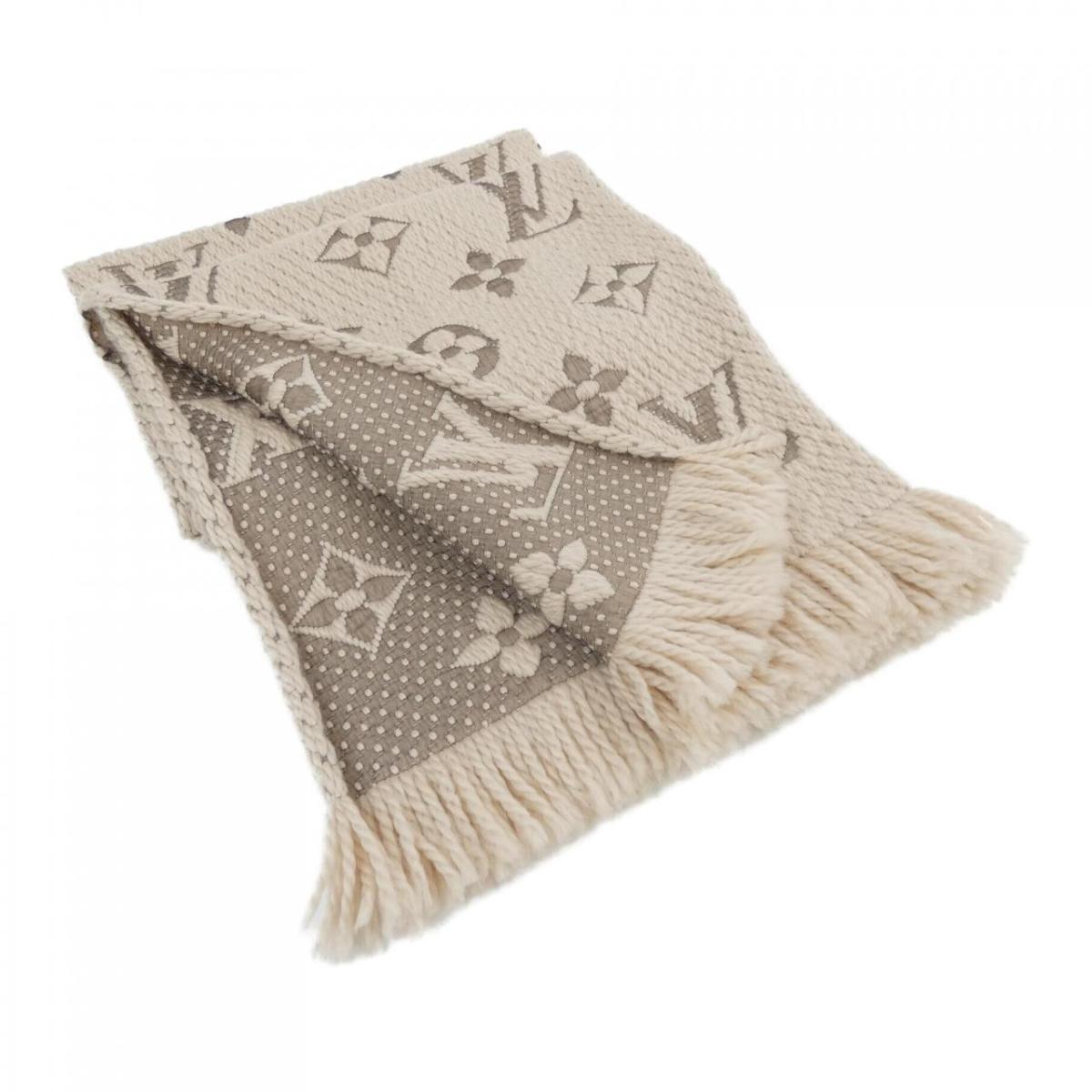 ルイヴィトン LOUIS VUITTON エシャルプ ロゴマニア M77373 MUFFLER【中古】
