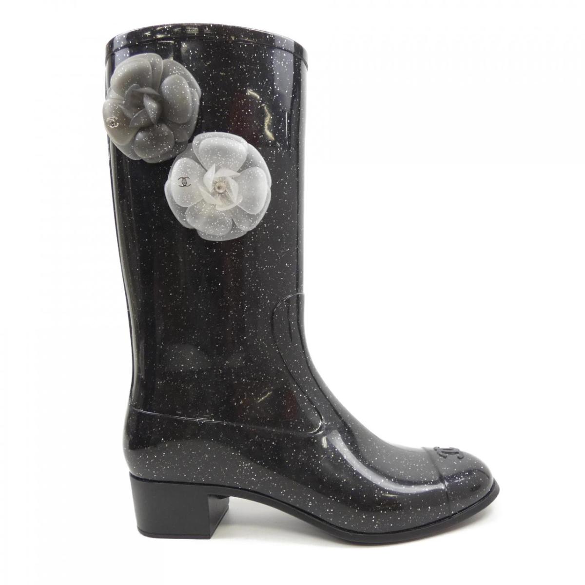 楽天市場】CHANEL レインブーツ HIGH BOOTS G34076 ラバー BLACK/WHITE