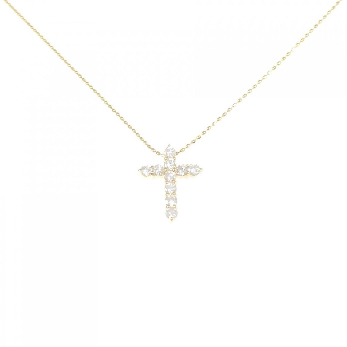 K18YG クロス ダイヤモンド ネックレス 0.50CT【中古】