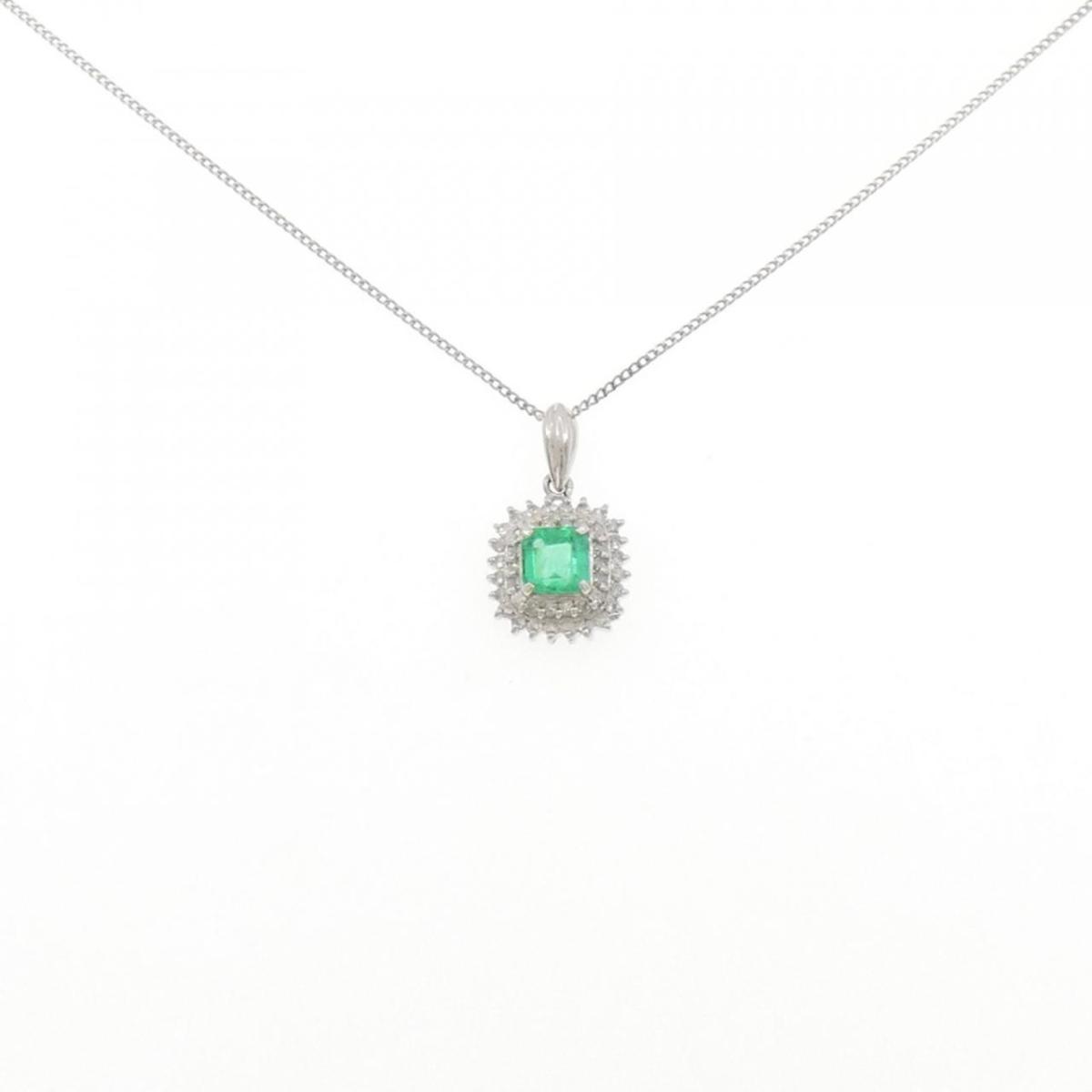 PT900/PT850 エメラルド ネックレス 0.61CT【中古】