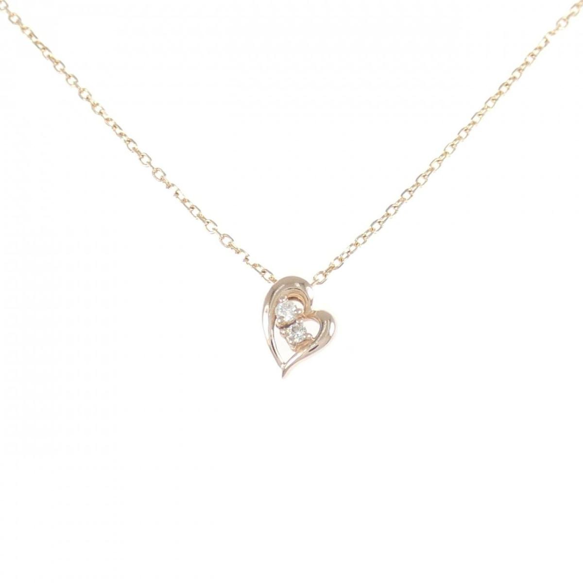 K10PG ハート ダイヤモンド ネックレス 0.02CT【中古】