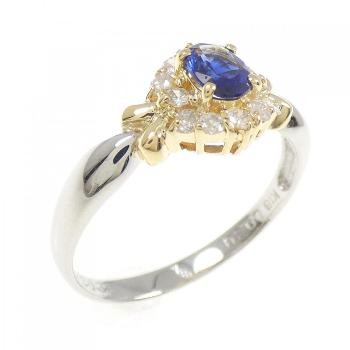 PT900/K18YG サファイヤ リング 0.33CT【中古】