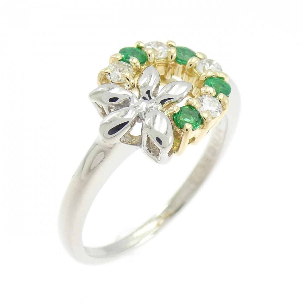 PT900/K18YG エメラルド リング 0.15CT【中古】