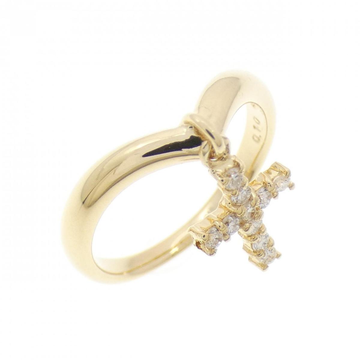 K18YG クロス ダイヤモンド リング 0.10CT【中古】