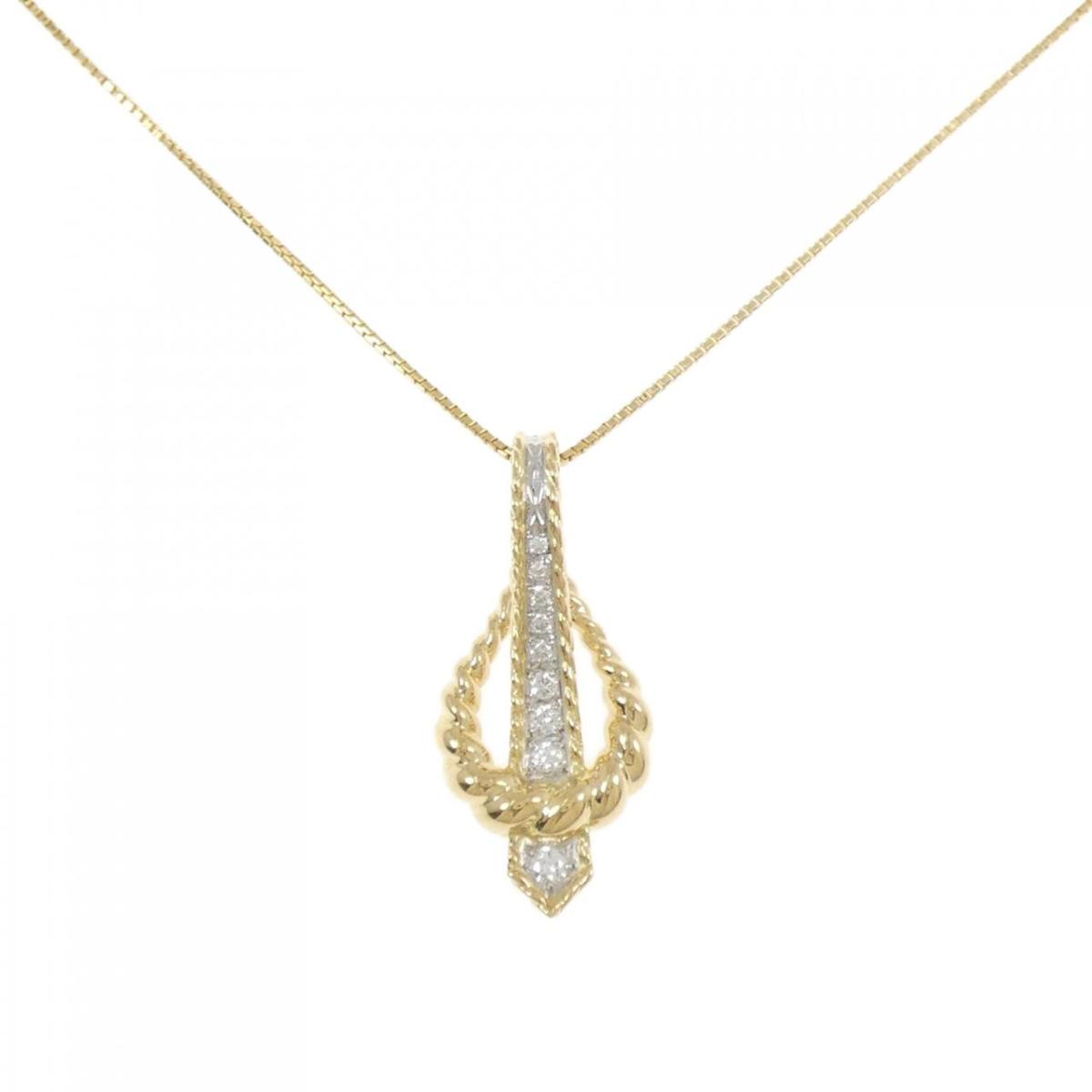 K18YG/PT900 ダイヤモンド ネックレス 0.24CT【中古】