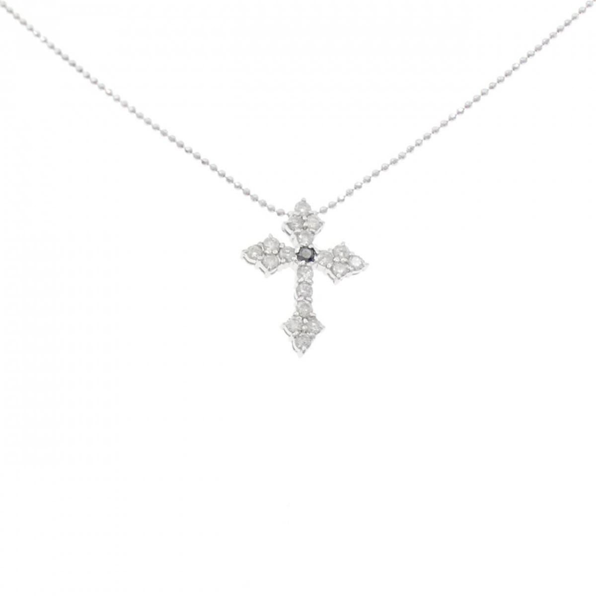 K18WG クロス ダイヤモンド ネックレス 0.50CT【中古】