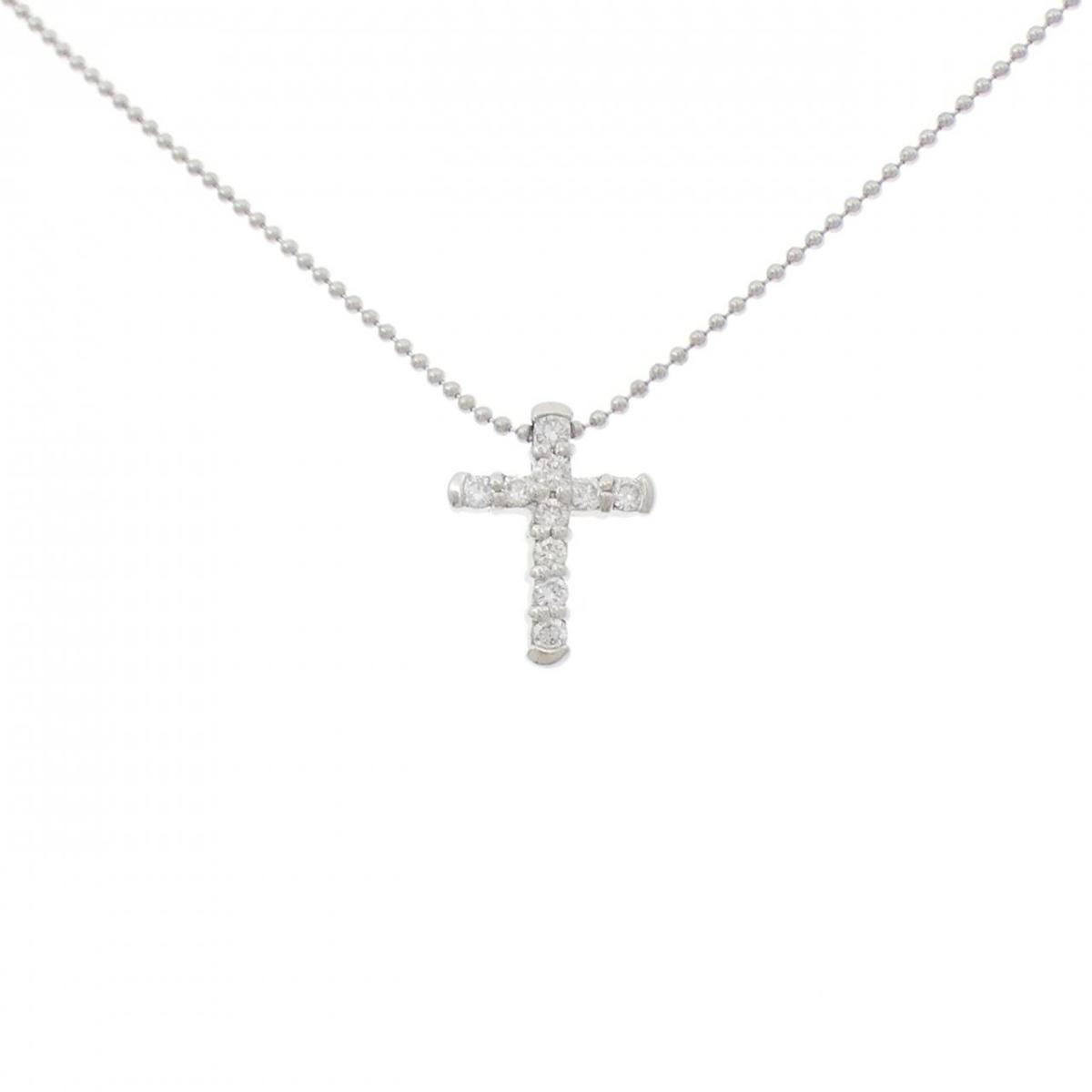 PT900/PT850 クロス ダイヤモンド ネックレス 0.20CT【中古】