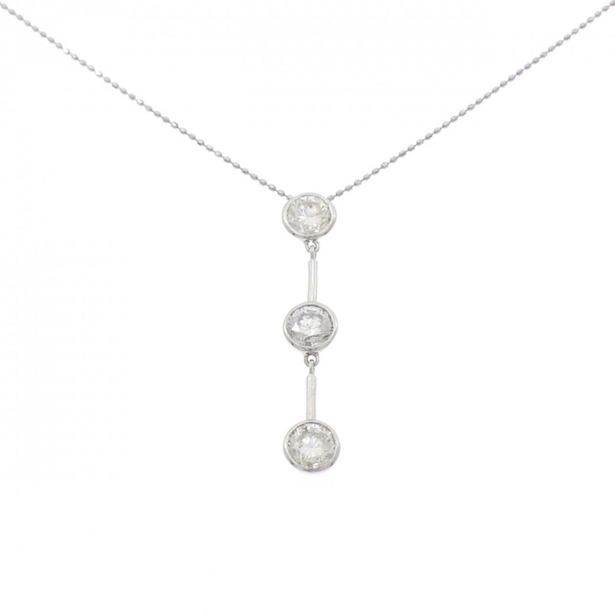 PT900/PT850 スリーストーン ダイヤモンド ネックレス 1.82CT【中古】 115,300円
