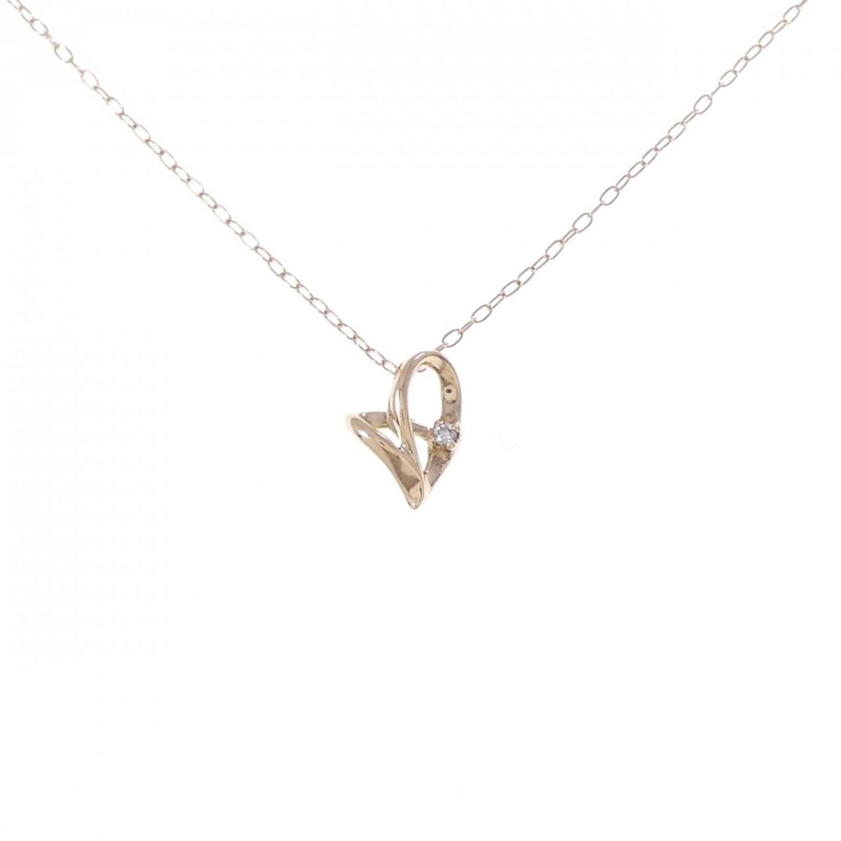 K10PG ハート ダイヤモンド ネックレス 0.01CT【中古】