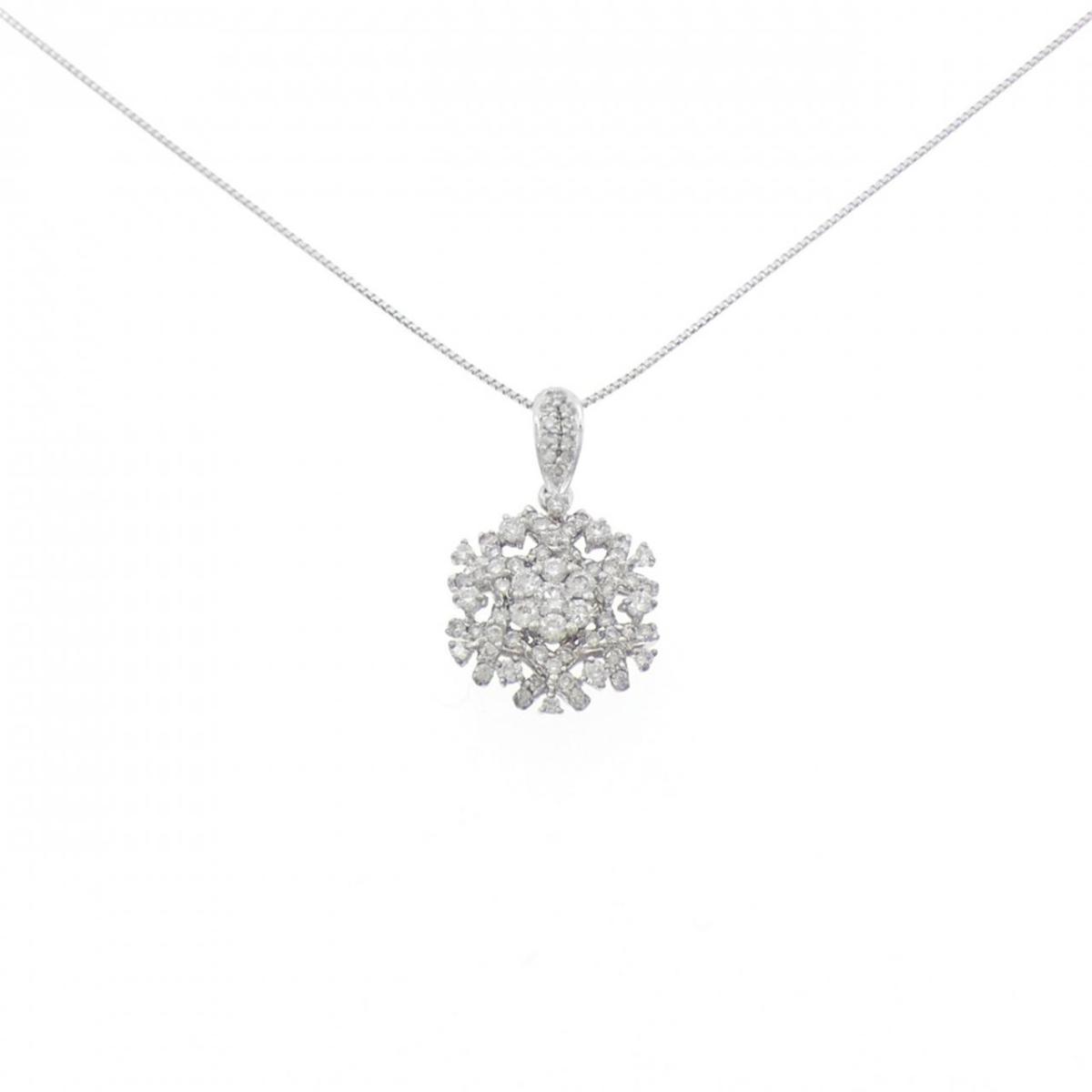 K18WG スノーフレーク ダイヤモンド ネックレス 0.50CT【中古】