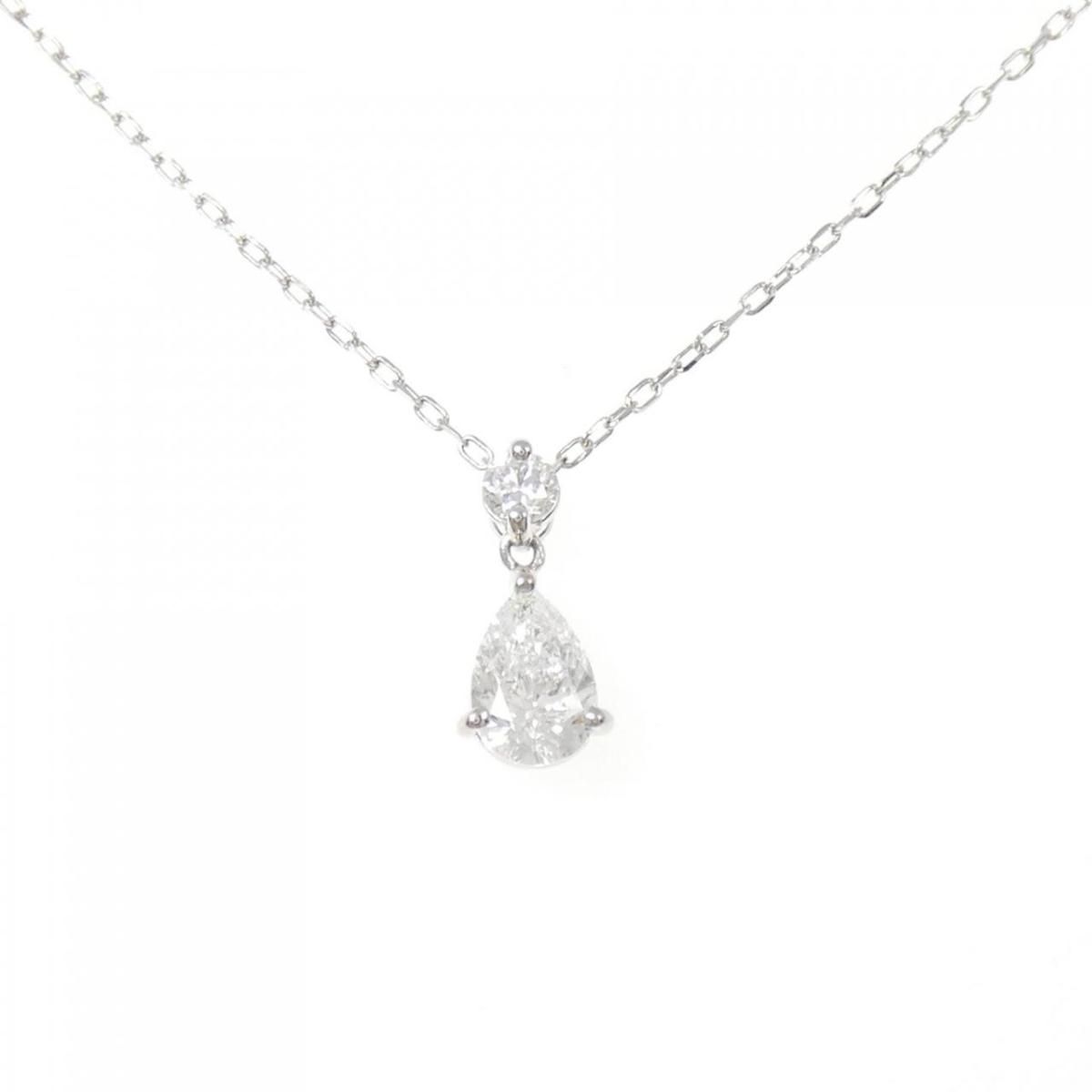 PT900/PT850 ダイヤモンド ネックレス 0.516CT F SI2 ペアシェイプ【中古】