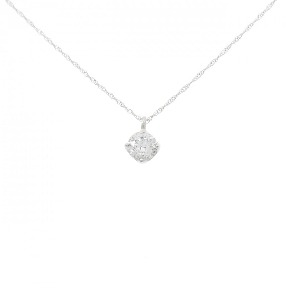 K18WG ソリティアダイヤモンド ネックレス 0.486CT【中古】