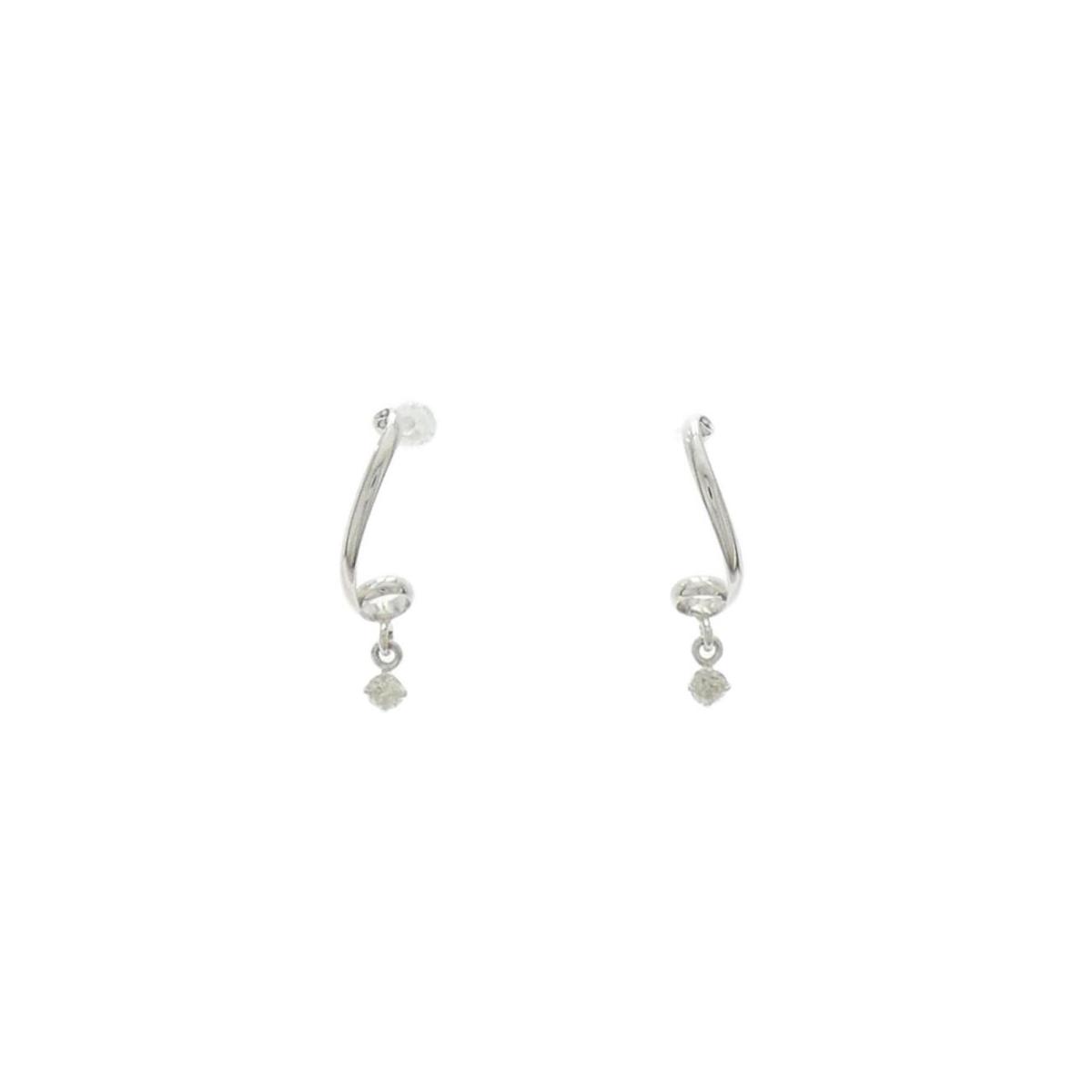 K14WG ダイヤモンド ピアス 0.06CT【中古】
