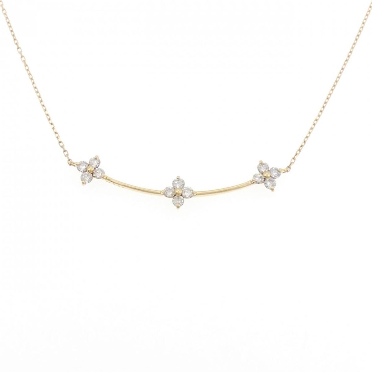 K18YG フラワー ダイヤモンド ネックレス 0.50CT【中古】