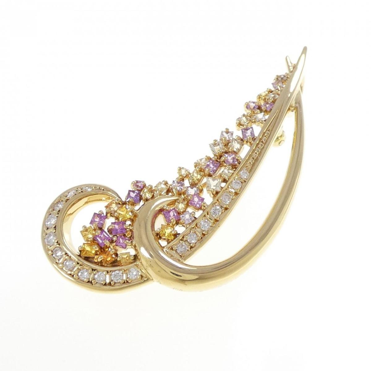 K18YG サファイヤ ブローチ 1.60CT【中古】
